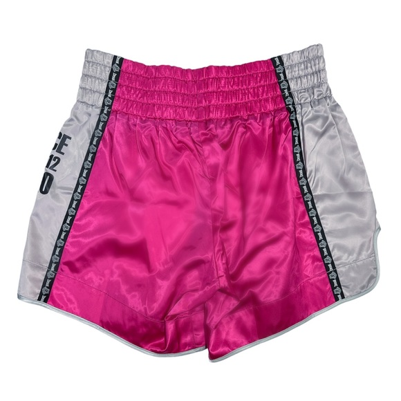 VERSACE Pink and Silver Unisex Boxing Shorts NWT silky shiny logo emblem stretch - Picture 5 of 13